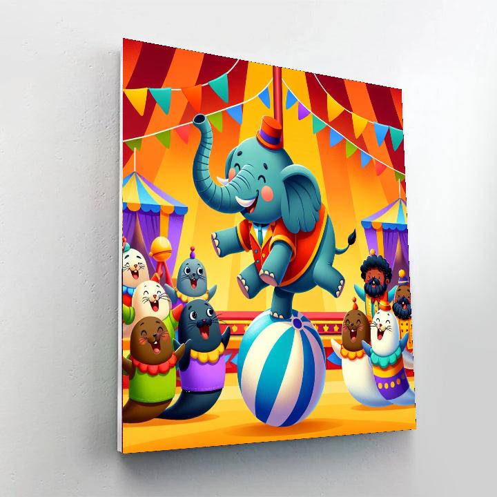 Cheerful Animal Circus Painting Number Kit