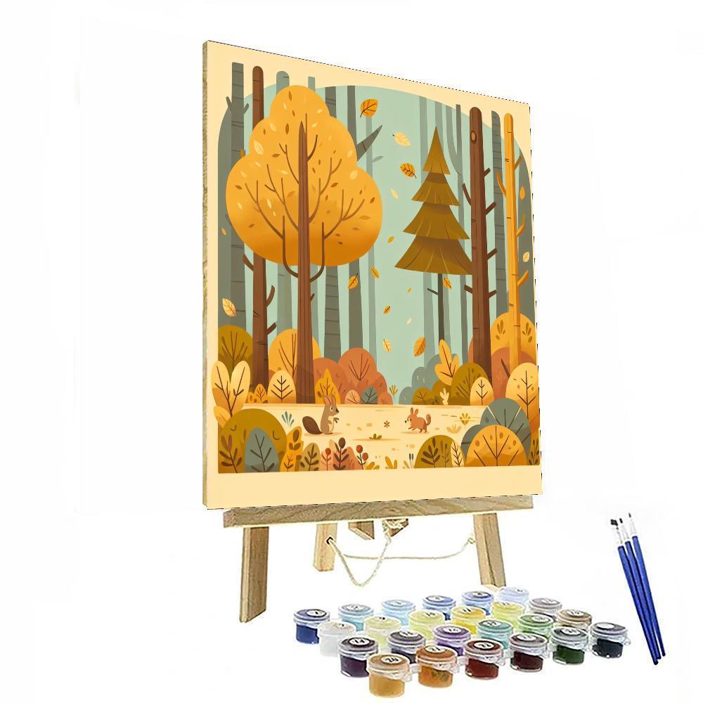 Autumn Woodland Walk Number Painting