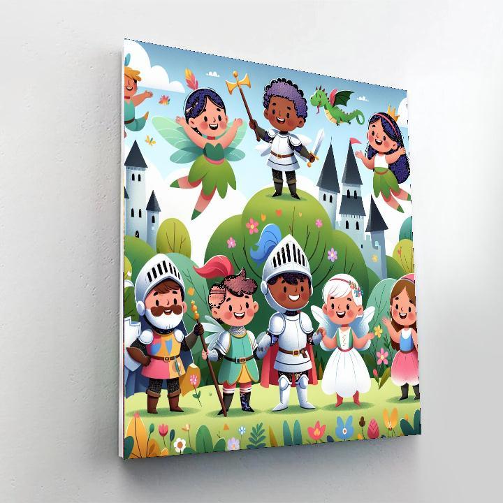 Courageous Knights And Fairies Painting Number Kit