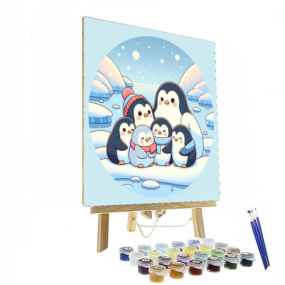 Snug Penguin Snowscape Number Painting