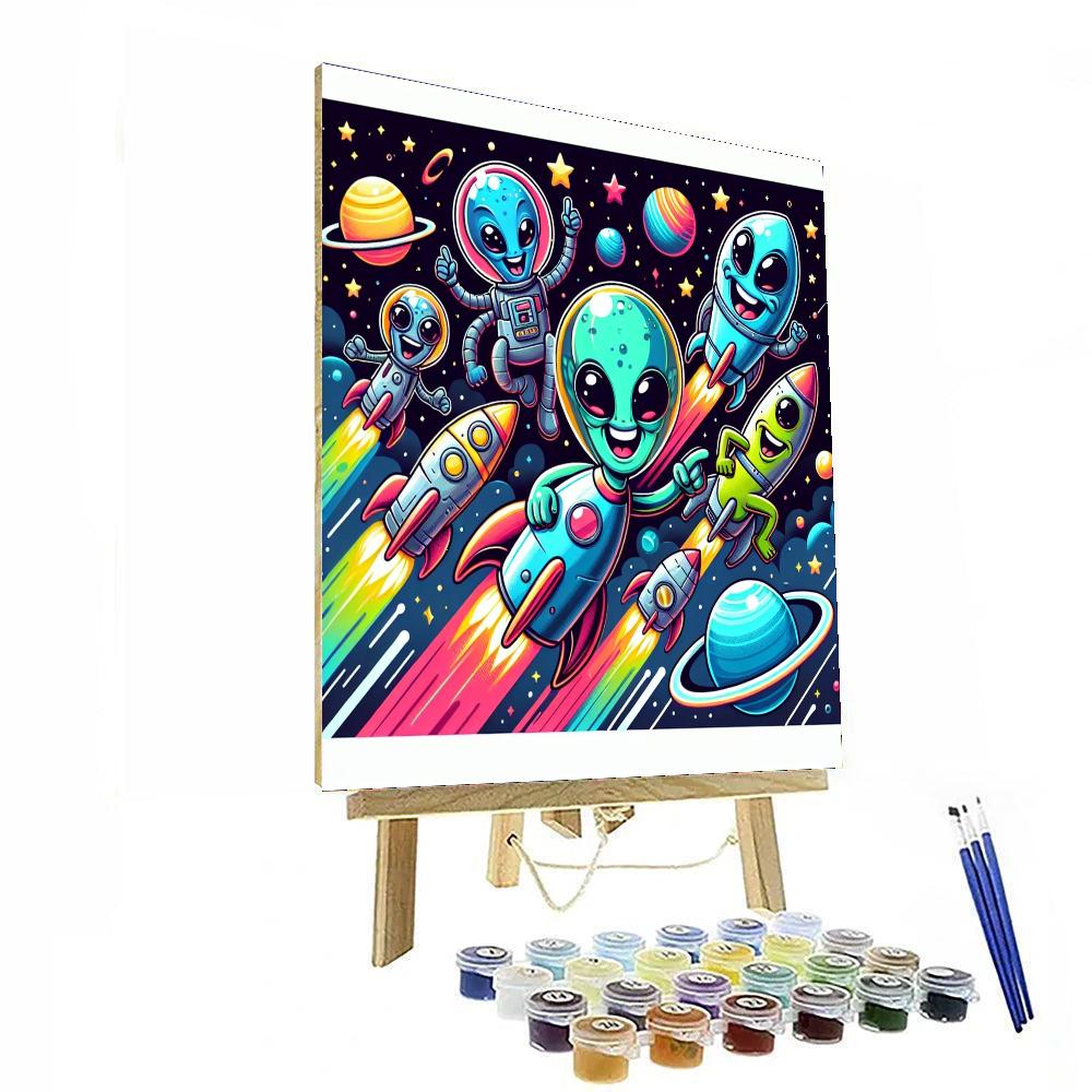 Super Silly Space Race Paint By Number