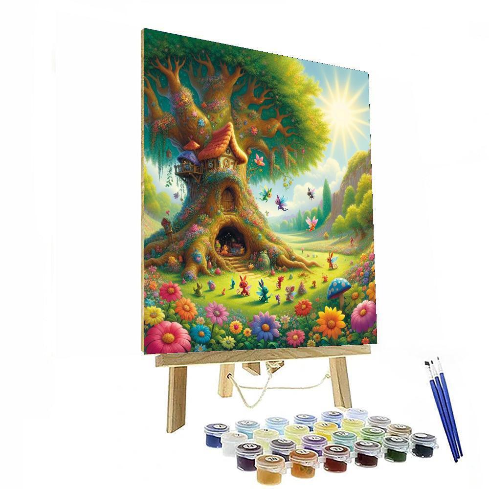Charming Fairy Treehouse Paint By Numbers Art