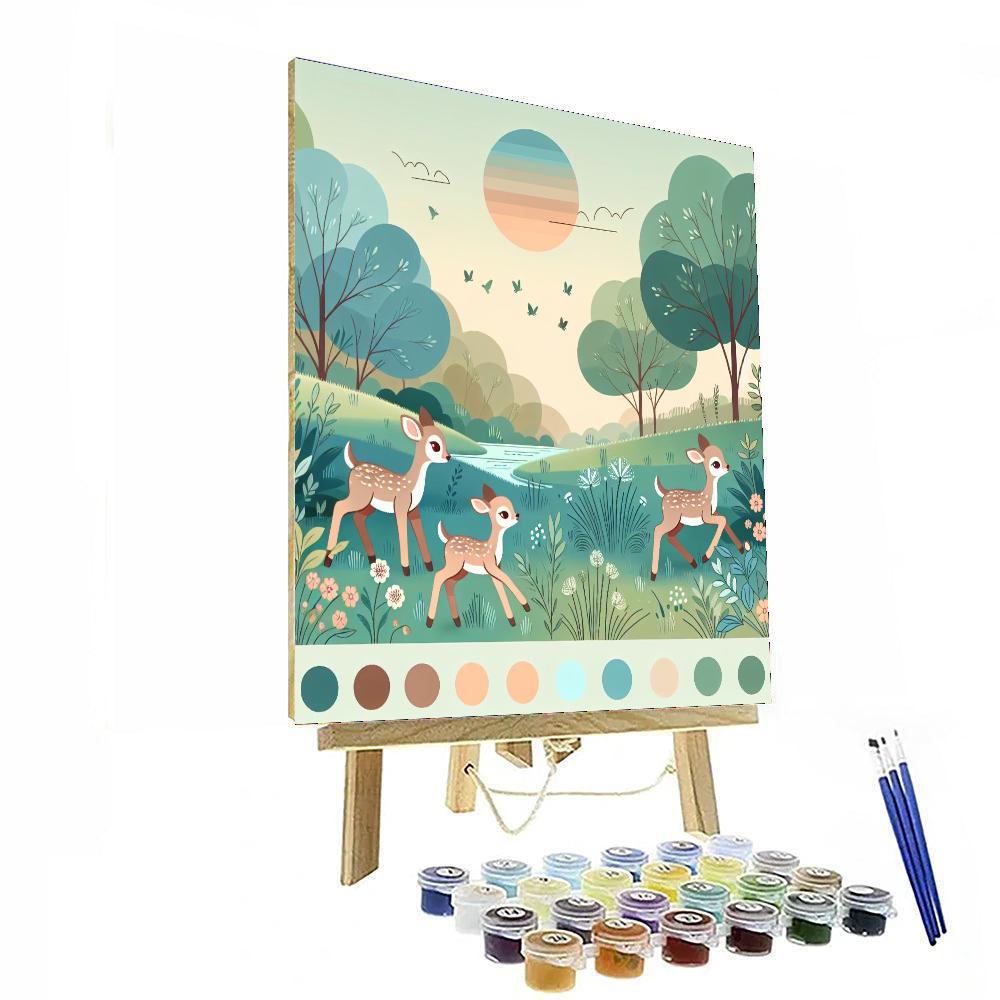 Frolicking Fawn Meadows Painting Number Kit