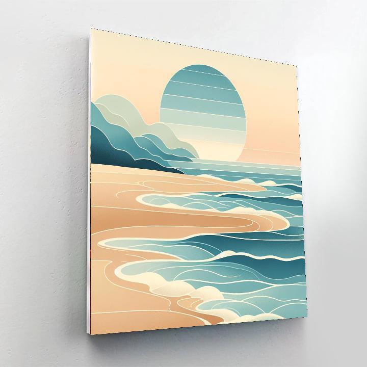 Glistening Ocean Shoreline Number Painting