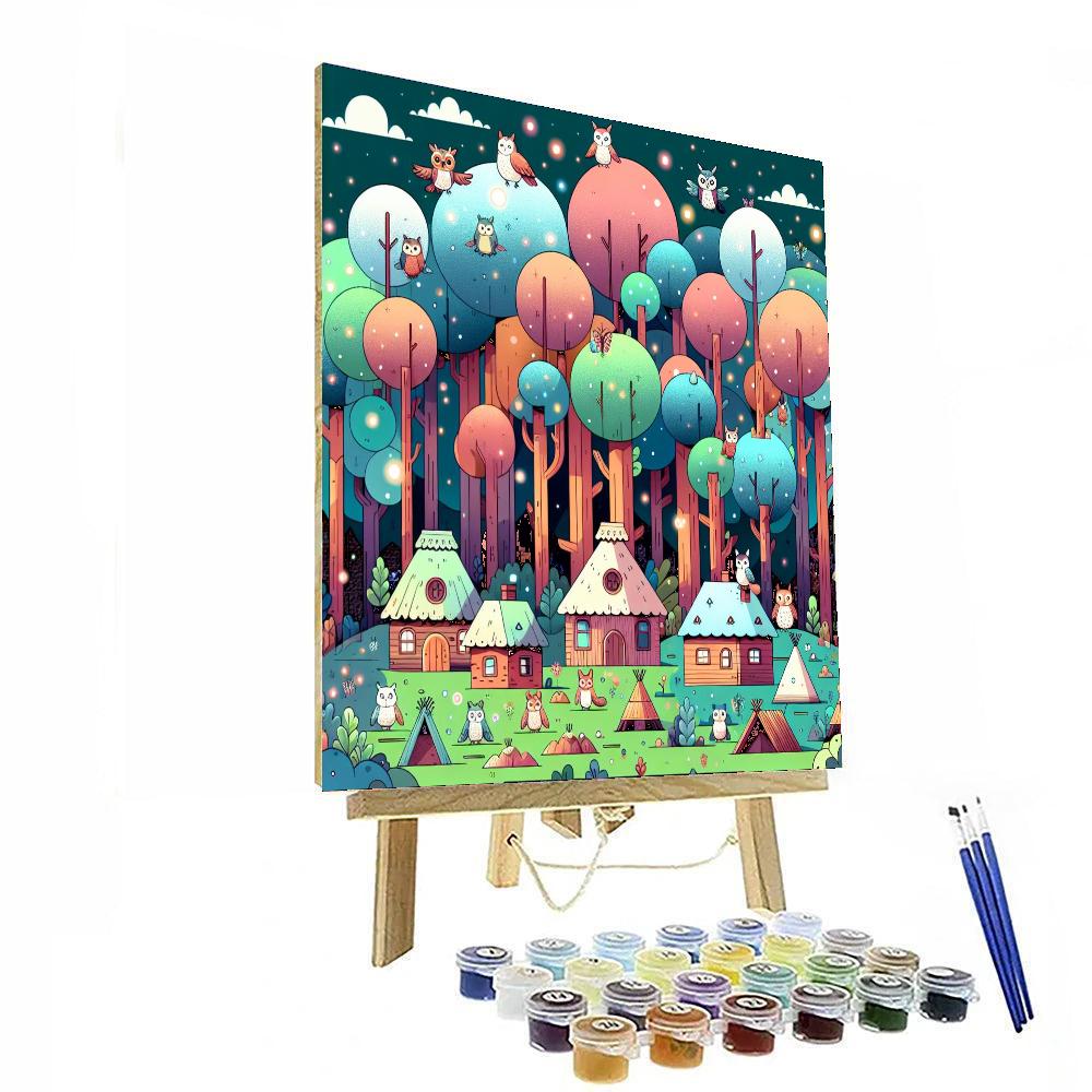 Twilight Treetop Town Number Painting