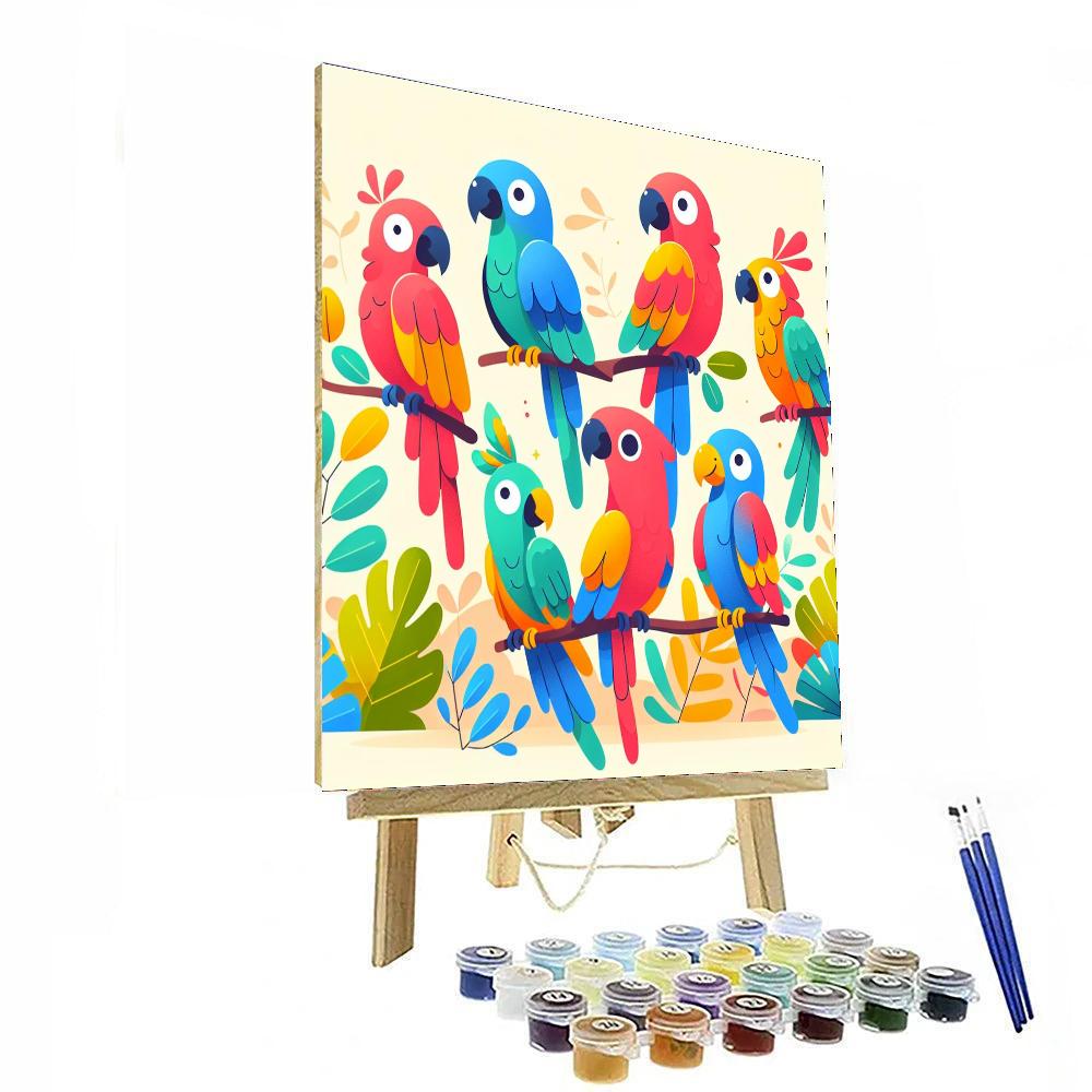 Playful Parrot Palooza Number Painting