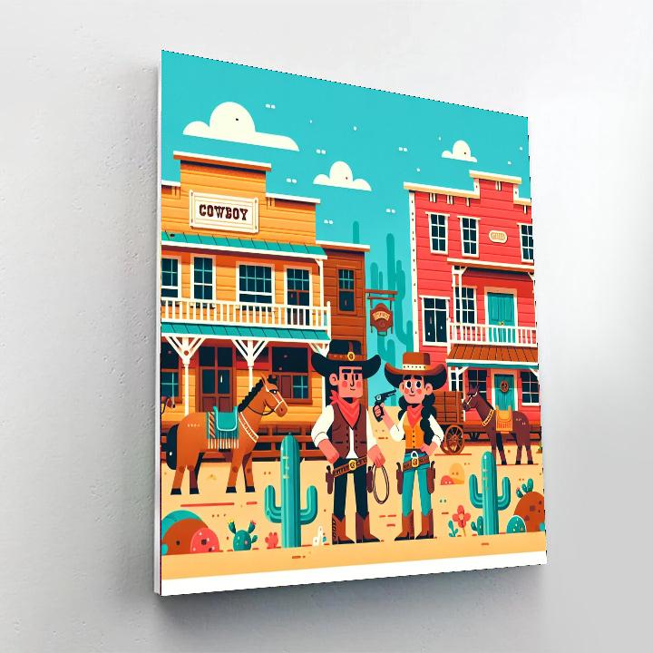 Wild West Town Showdown Number Painting