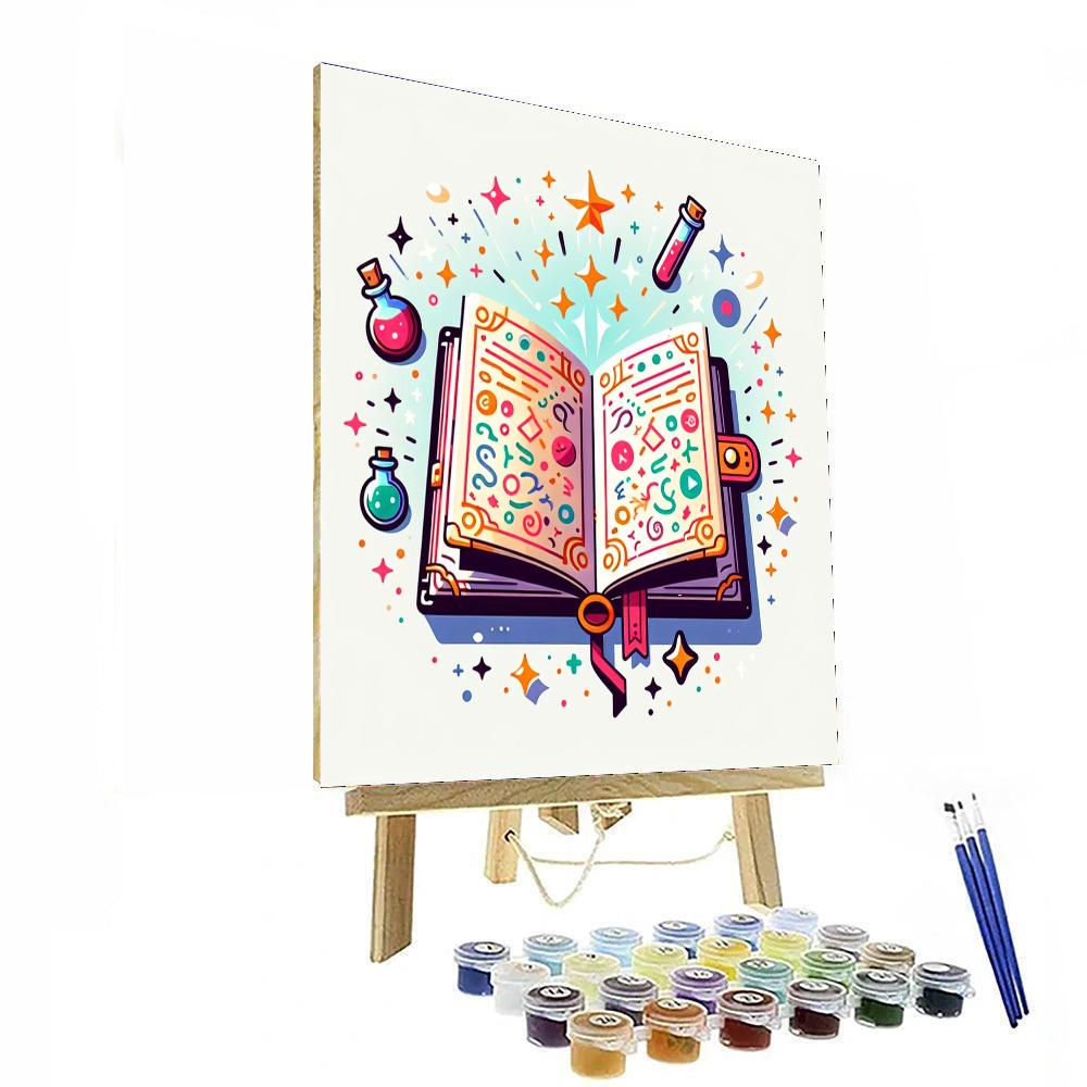 Whimsical Wizard's Spellbook Number Painting
