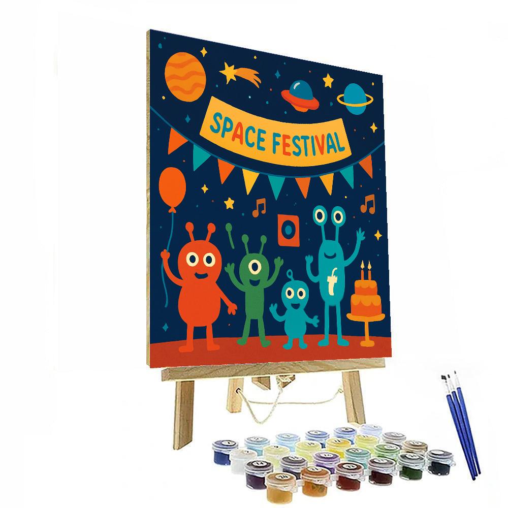 Galactic Space Festival Paint By Numbers Art