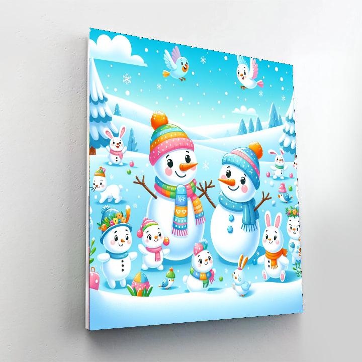 Happy Snowy Friends Painting Number Kit