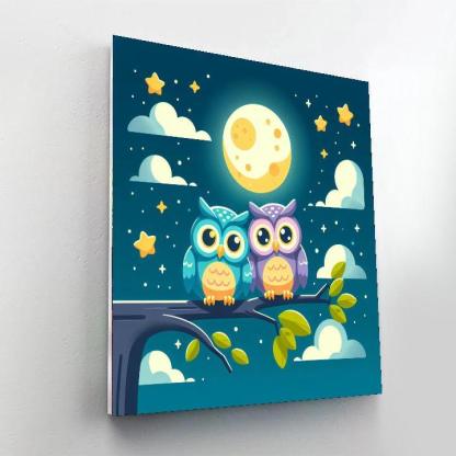 Merry Moonlit Owls Paint By Numbers Art