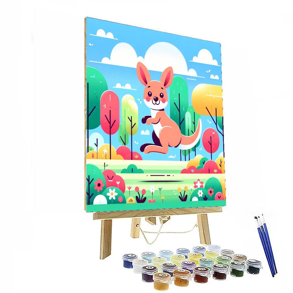 Energetic Bouncing Kangaroo Numbered Painting Kits