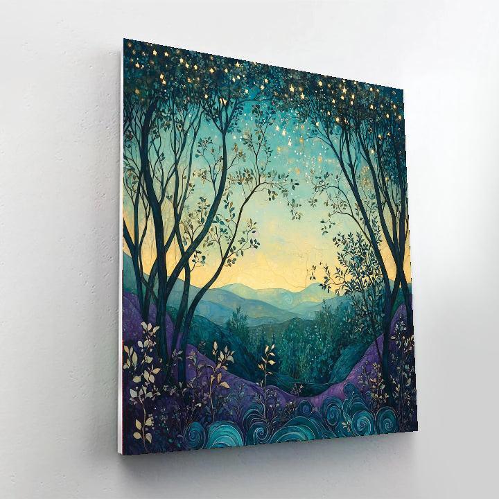 Alphonse Mucha Inspired Whispers Of The Midnight Forest  Numbered Painting Kits