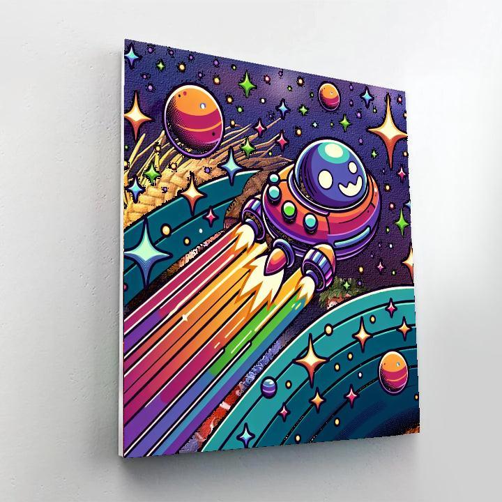Whimsical Spaceship Number Painting