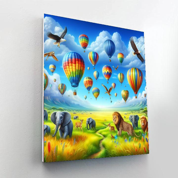 Colorful Balloon Safari DIY Paint By Numbers