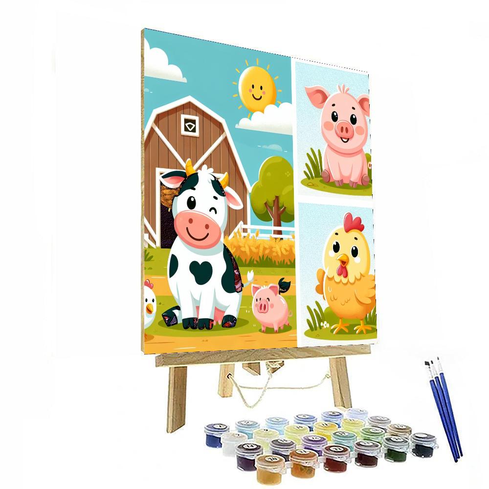 Cuddly Creatures On The Farm Painting Number Kit