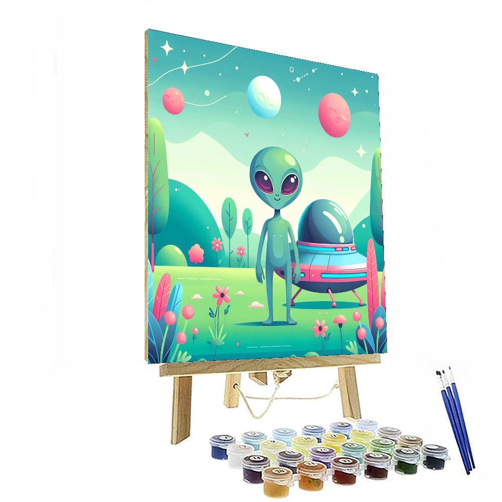 Friendly Alien's Visit Paint By Numbers