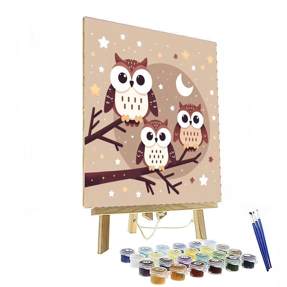 Charming Night Sky Owls Paint By Number