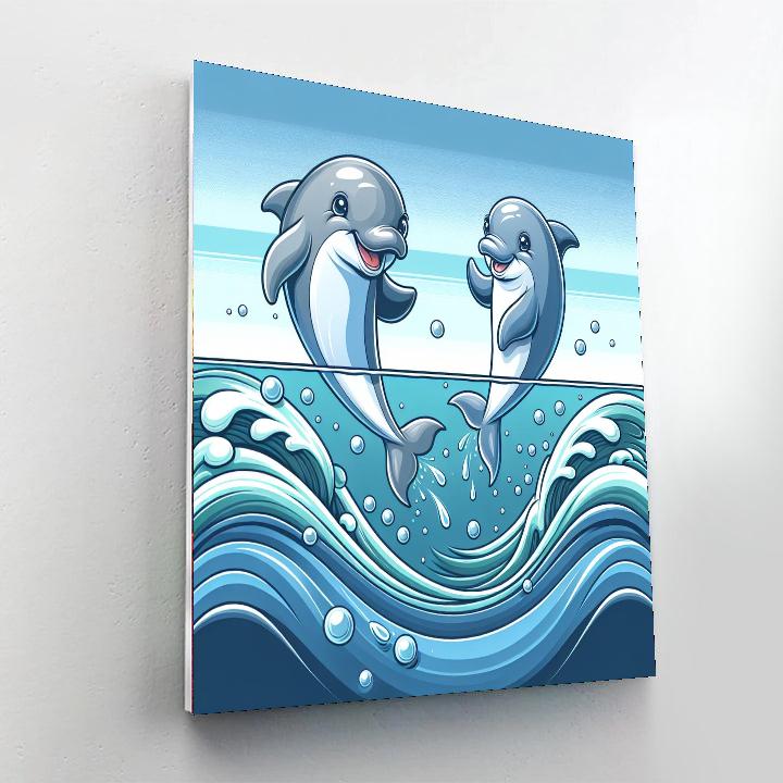 Playful Porpoises Paint By Numbers Art