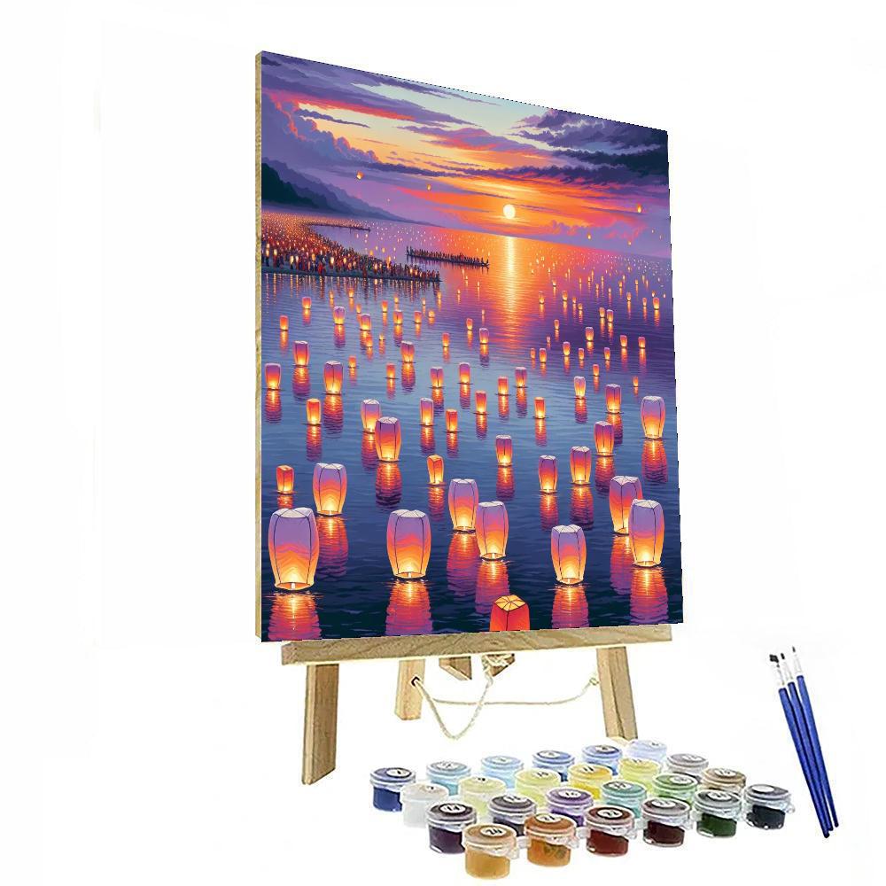 Lantern Floating Festival - Honolulu, Hawaii, Usa Painting Number Kit