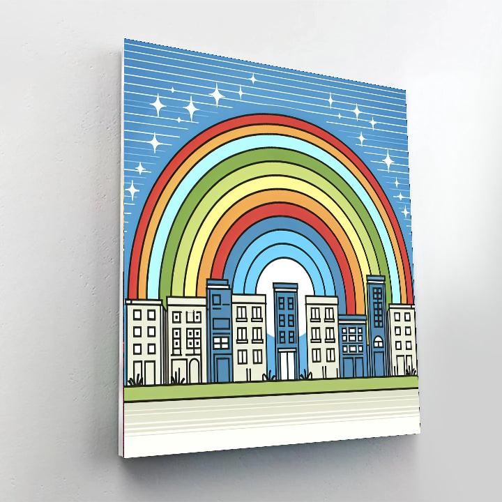 Rainbow Over The City Paint By Numbers Art