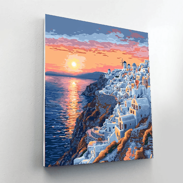 Santorini Cliffs Number Painting