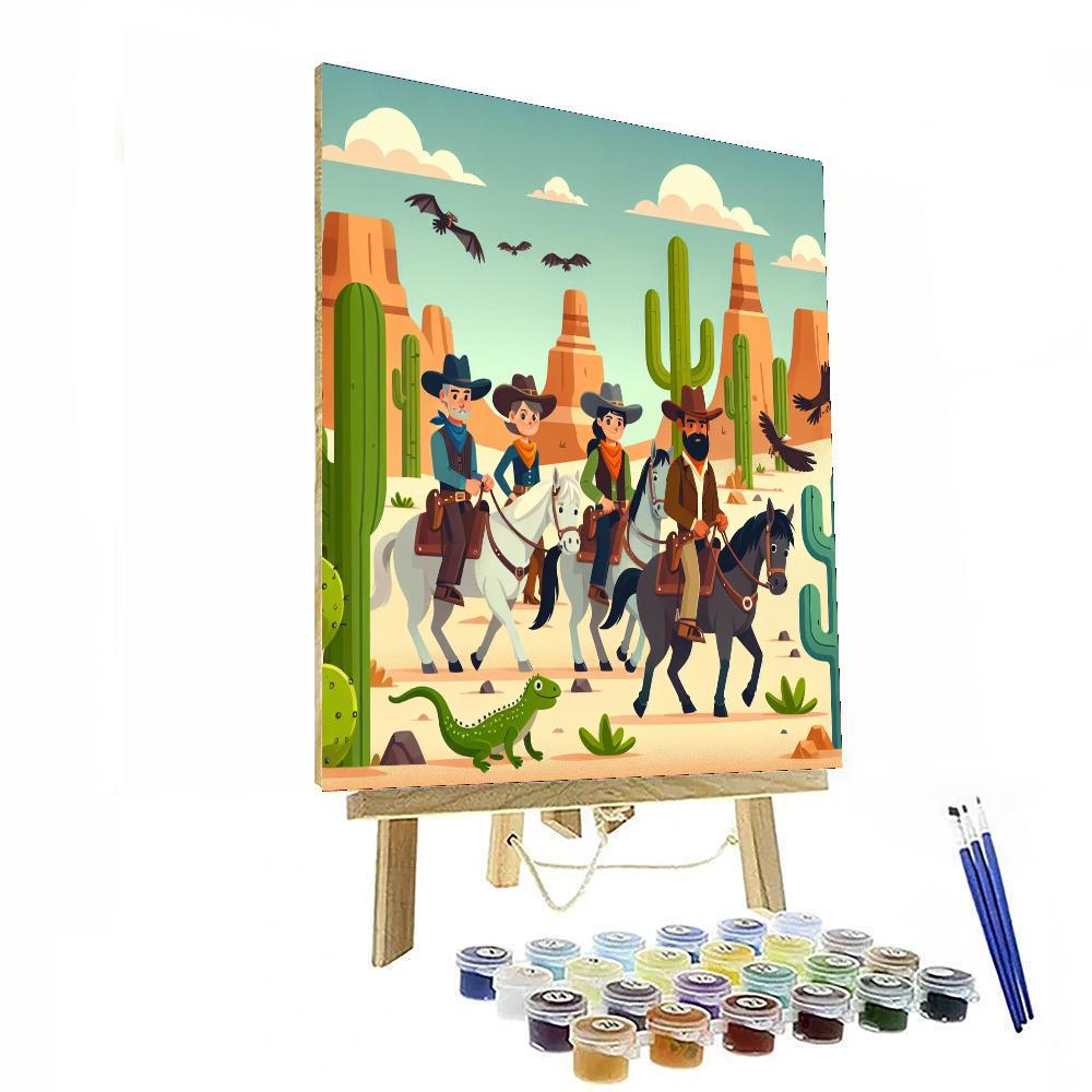 Wild West Cactus Country Painting Number Kit