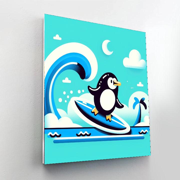 Surfing Penguin Beach Day Painting By Numbers Kit
