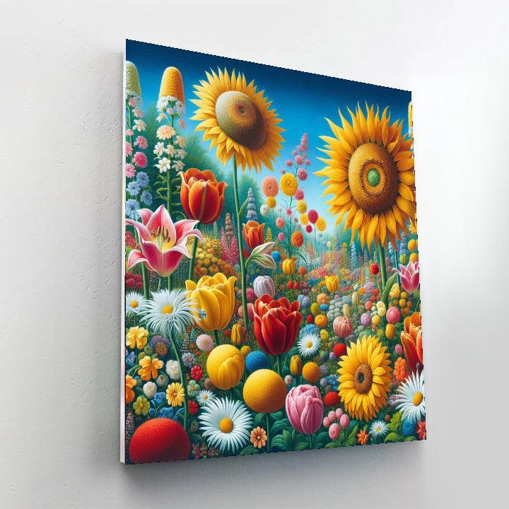 Cheerful Garden Blossoms Numbered Painting Kits