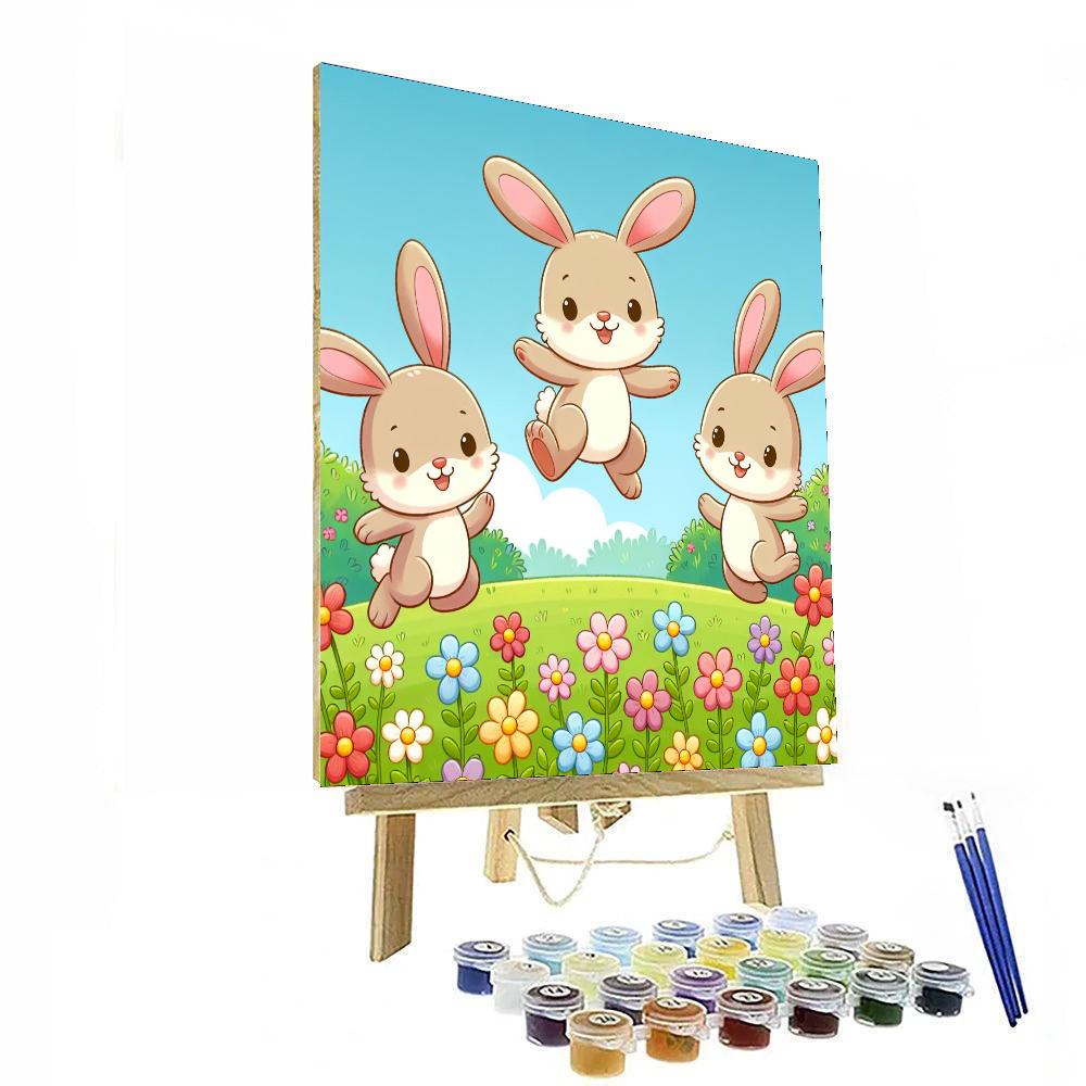 Hopping Happy Hares Paint By Numbers Art