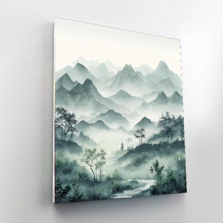 Zhao Mengfu Inspired Misty Harmony  Paint By Numbers