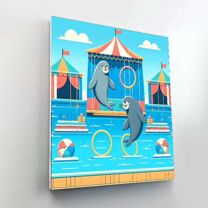 Silly Sea Lion Circus Paint By Numbers Art