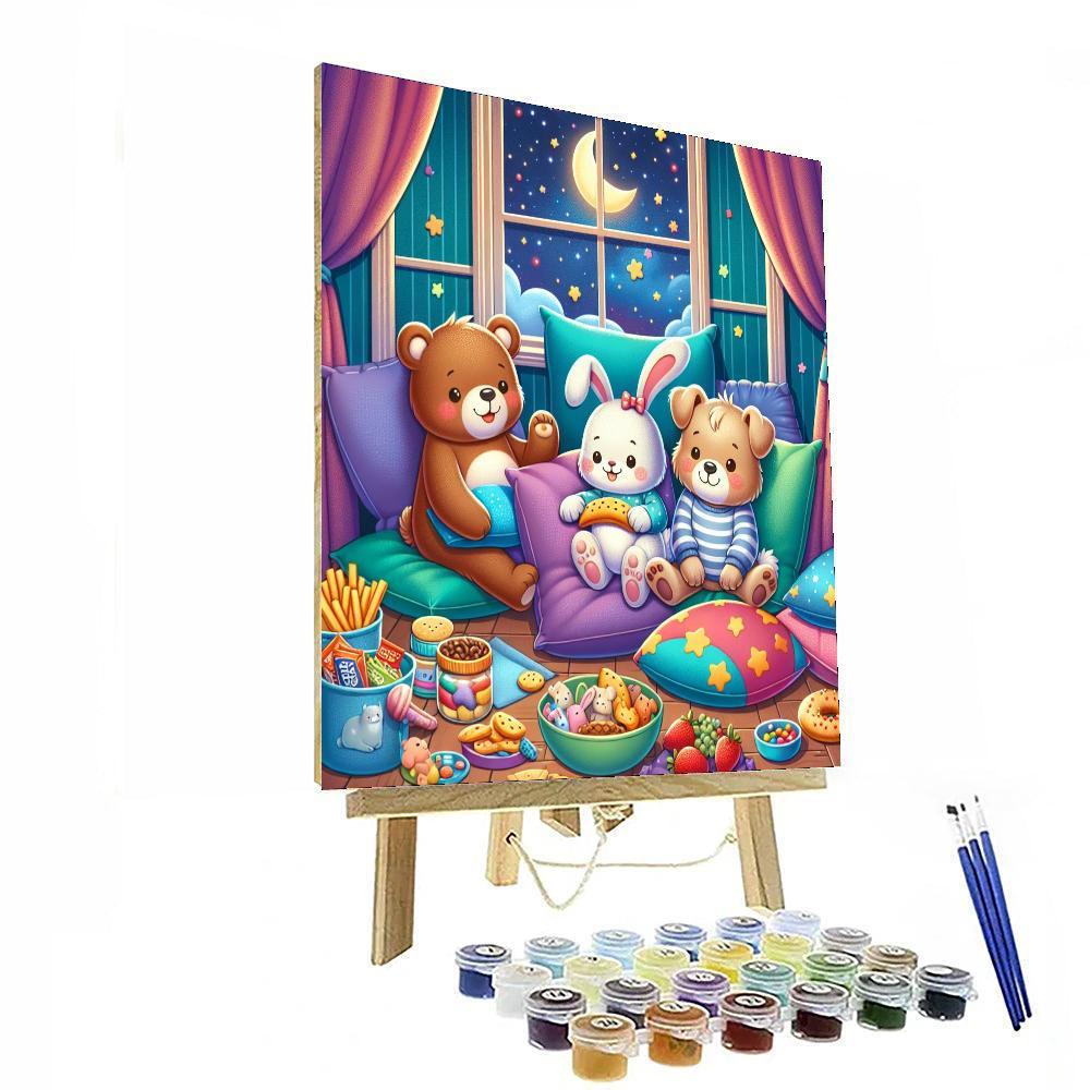 Cuddly Animal Sleepover Paint By Color