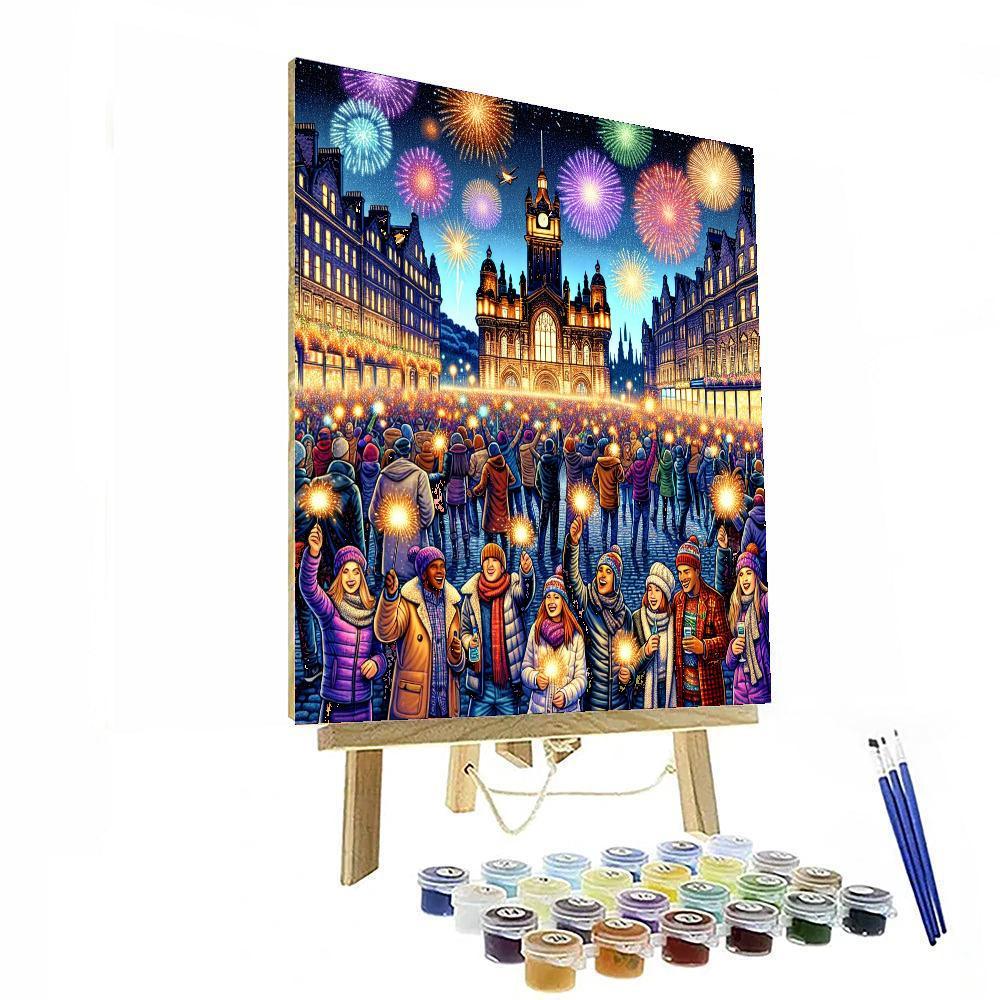 Hogmanay Street Party - Edinburgh, Scotland Painting By Numbers Kit