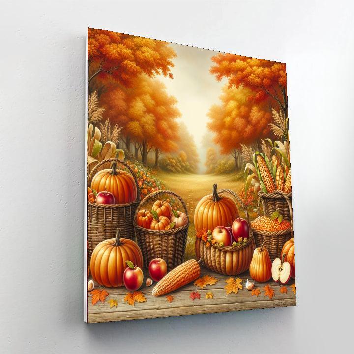 Rustic Autumn Harvest Scene Numbered Painting Kits