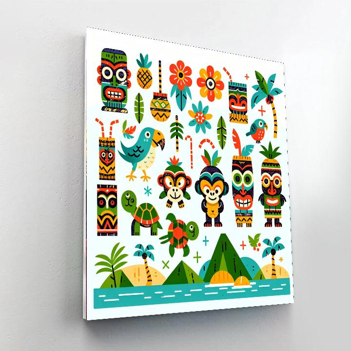 Tropical Tiki Island Painting By Numbers Kit