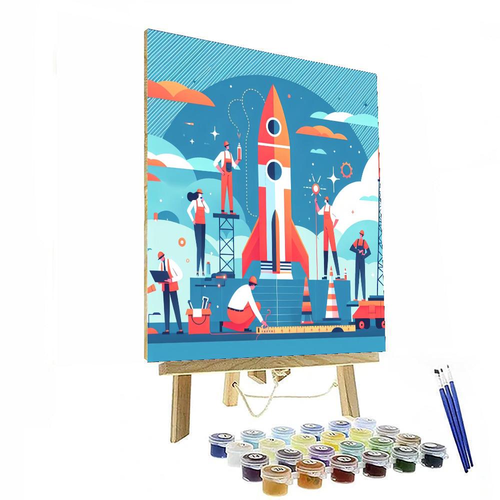 Rocket Ship Launchpad Painting Number Kit
