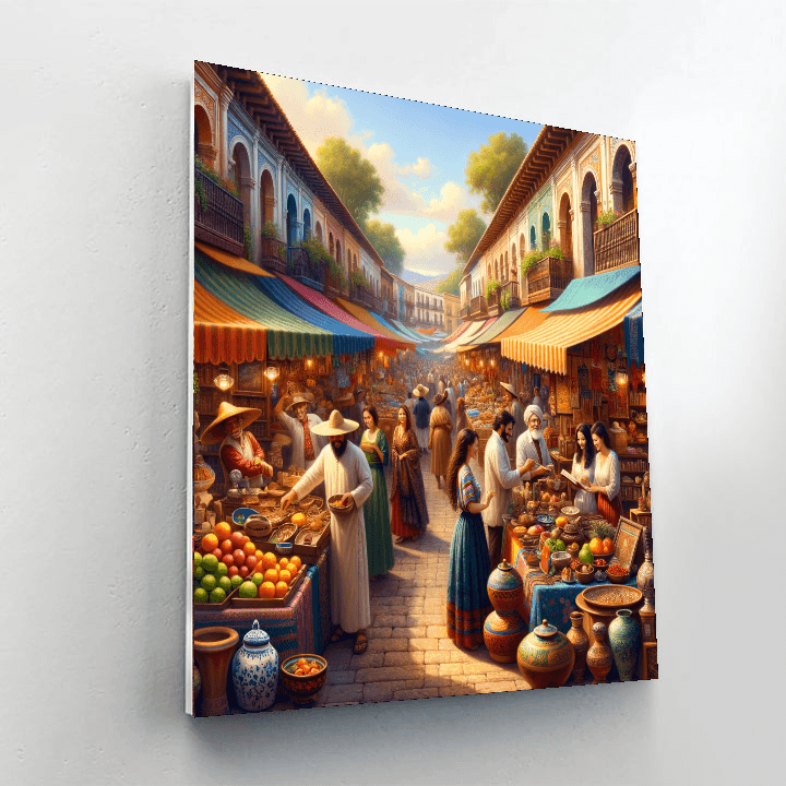 Bustling Market Street Paint By Number