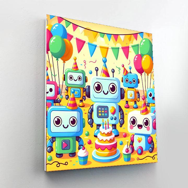 Playful Robot Party Painting By Numbers Kit