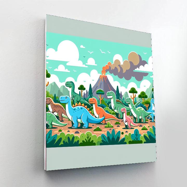 Ancient Dino World Number Painting