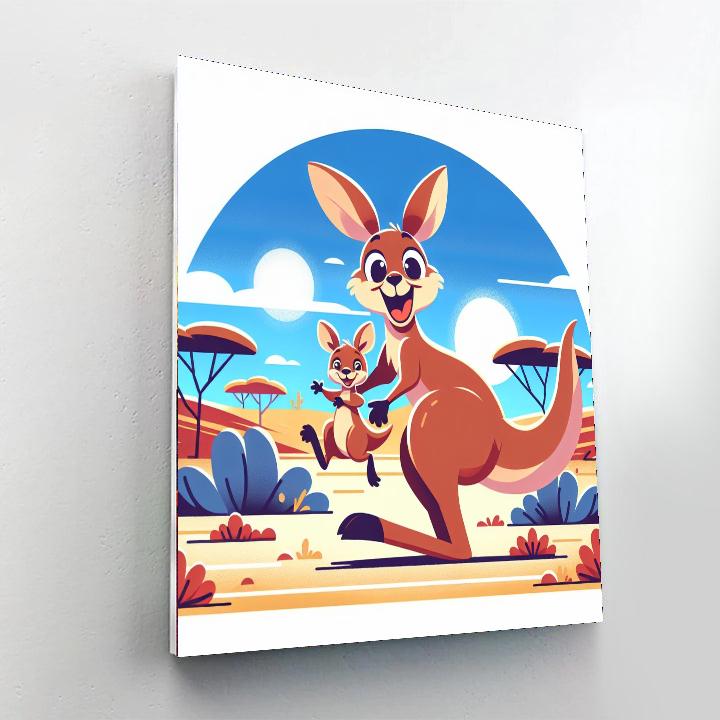 Joyful Kangaroo Adventure Painting Number Kit