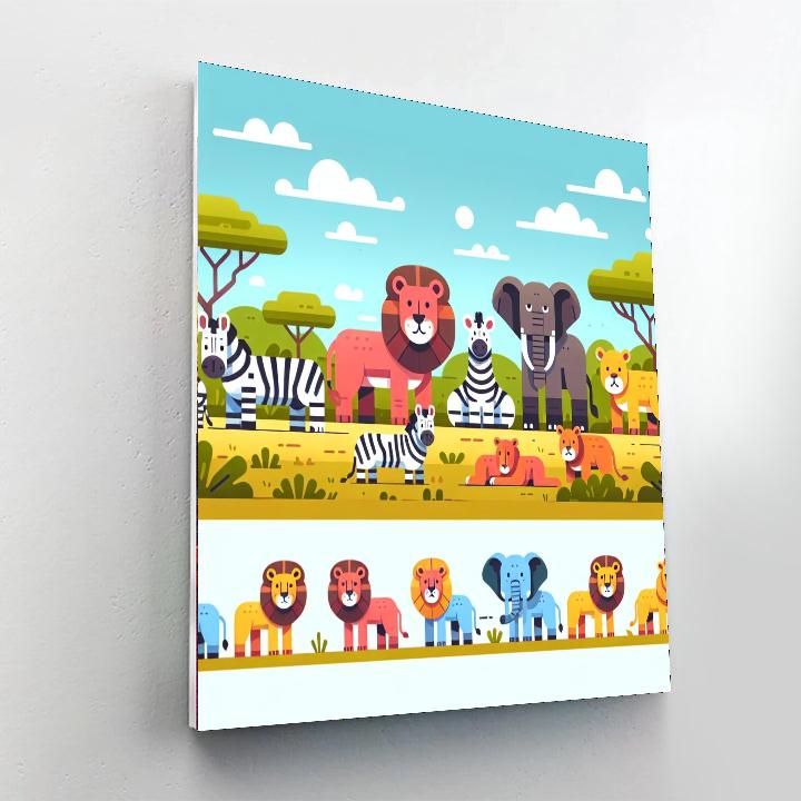 Sunny Savanna Scene Painting Number Kit