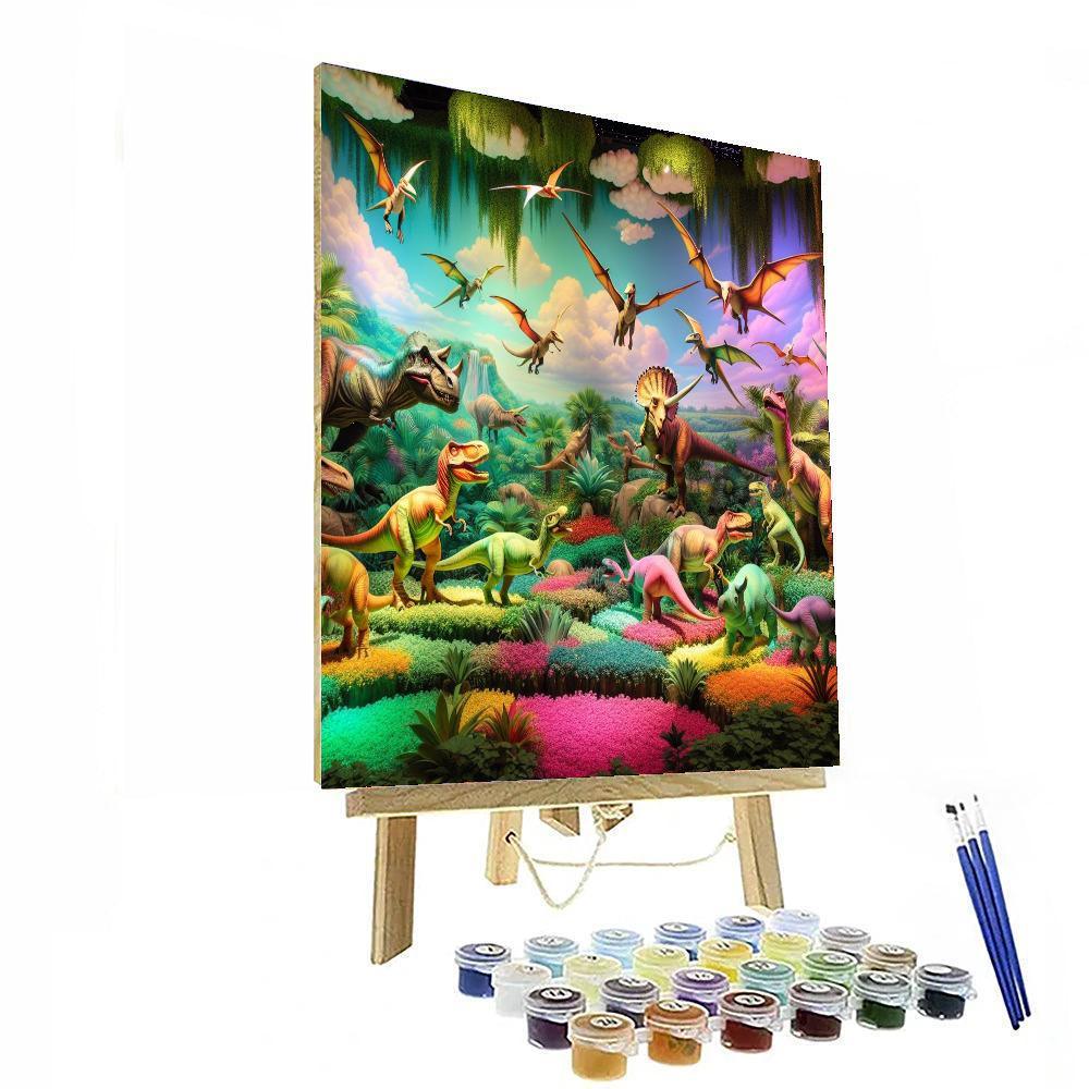 Colorful Playful Dinosaurs Numbered Painting Kits