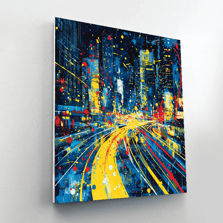 Jackson Pollock Inspired City Lights In Motion  Paint By Numbers Art
