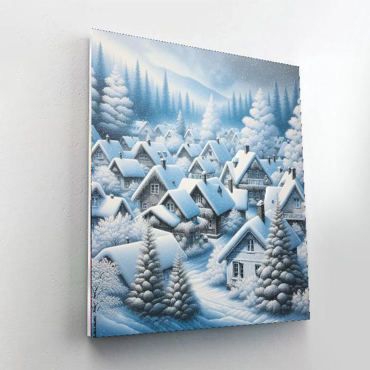 Snowy Village Serenity Paint By Numbers Art