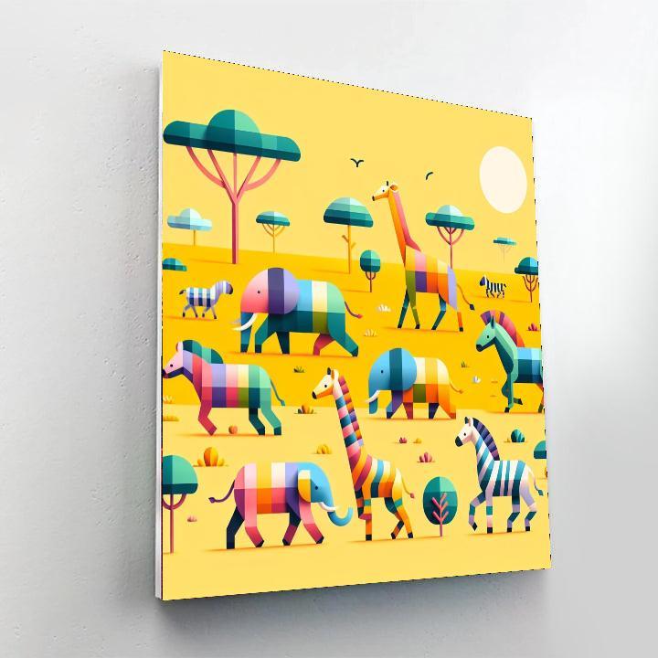 Sunny Savannah Stroll Number Painting