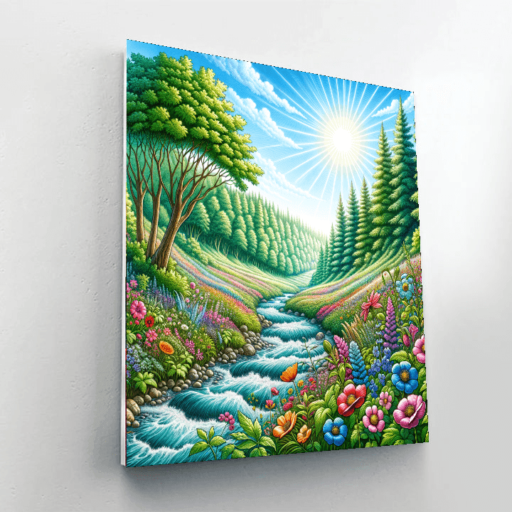 Bubbling Spring Stream Paint By Color