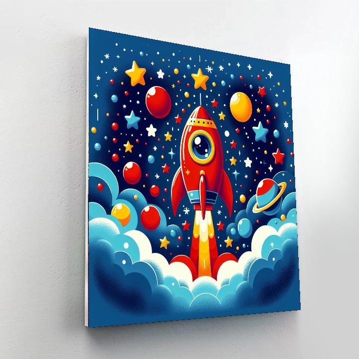 Colorful Space Rocket Numbered Painting Kits
