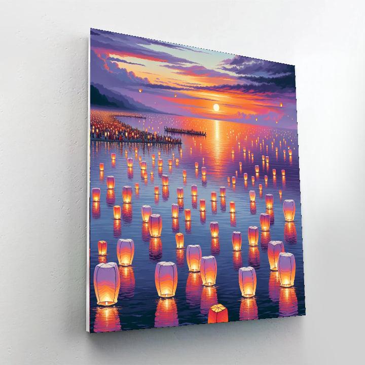 Lantern Floating Festival - Honolulu, Hawaii, Usa Painting Number Kit
