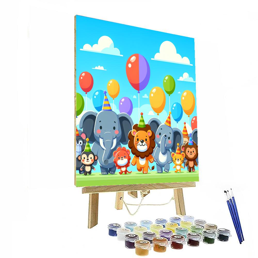 Lively Parade Of Animals Paint By Numbers Art